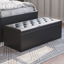 Oxford Faux Leather Storage Ottoman Bench